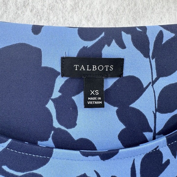 Talbots Faux Wrap Dress Womens XS Knit Jersey Blue Floral Surplice Career - Picture 8 of 11